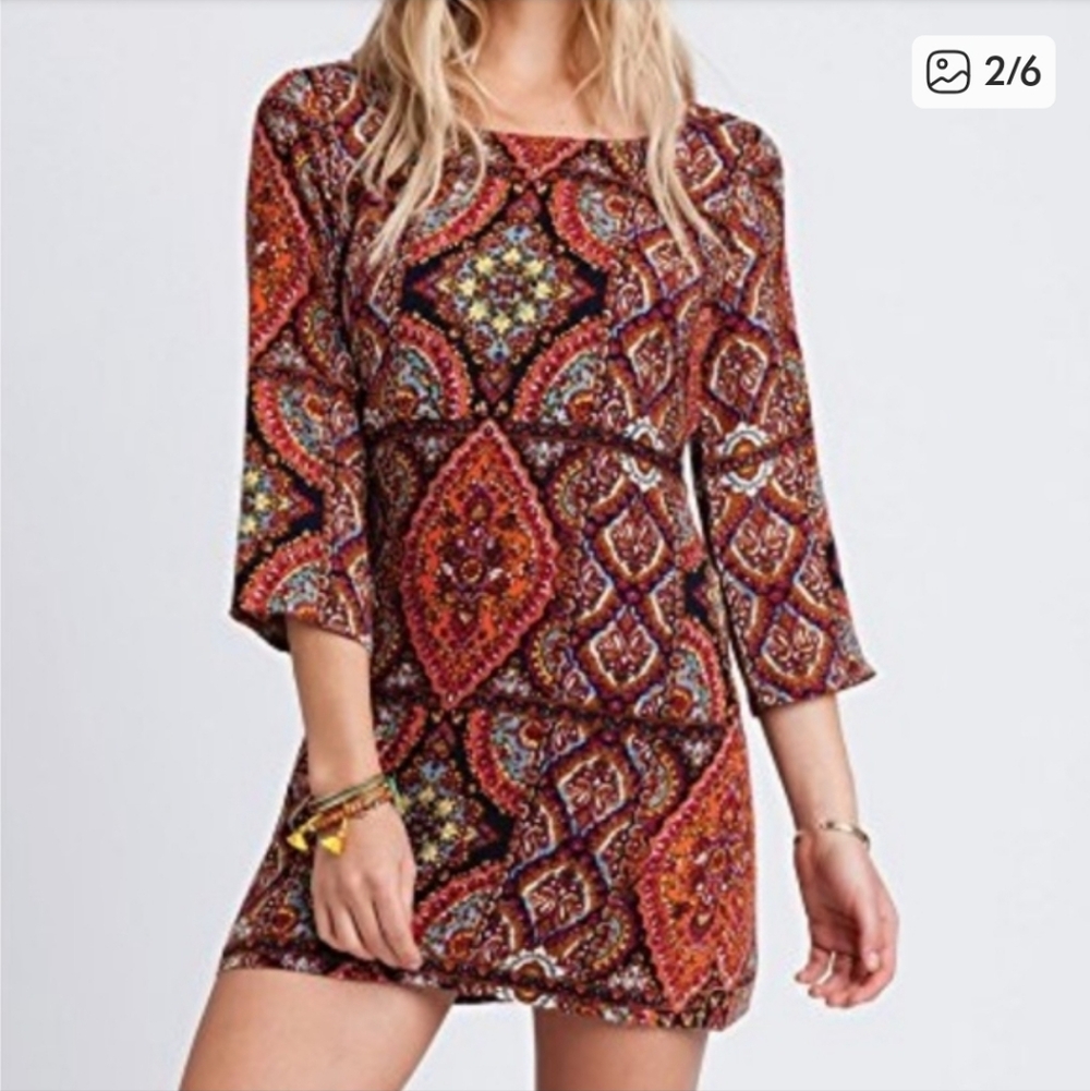 Billabong Designers Closet Boho Paisley Mini Dress